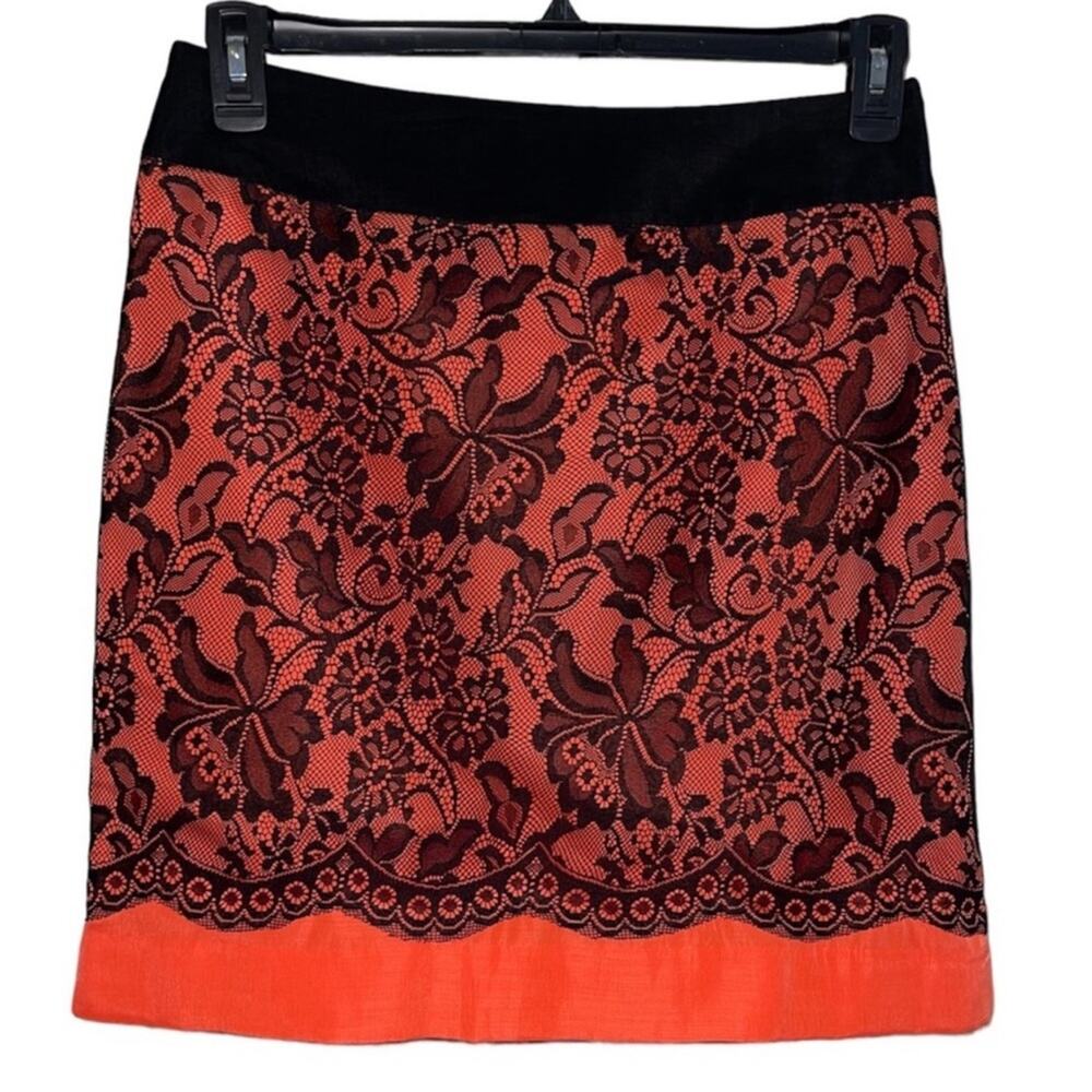 NWT! The Limited Orange with Black Lace Pencil Skirt - Size 6